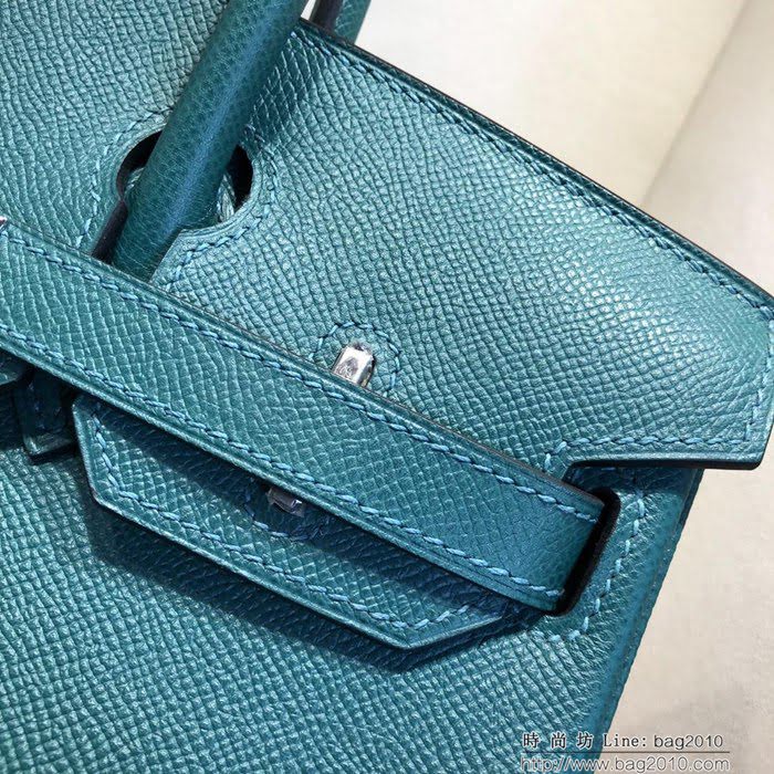 HERMES愛馬仕 鉑金包 Birkin 30cm Epsom Z6 Malachite 孔雀綠 銀扣 頂級工藝 純手縫蠟線 時尚手提包  Ama1205
